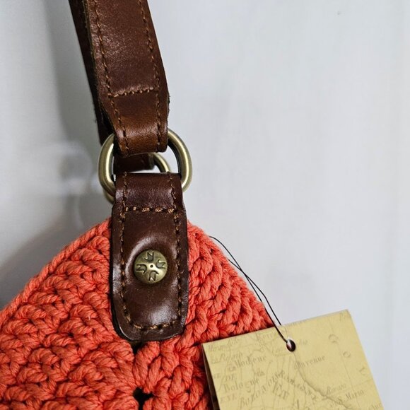 NWT PATRICIA NASH Marti Diamond Crotchet Shoulder Bag APRICOT & TAN BROWN Boho - Picture 5 of 12